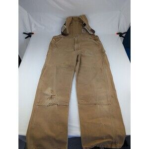Mens 36x32 Vintage Carhartt R01 BRN Overalls Double Knees Brown Distressed Faded